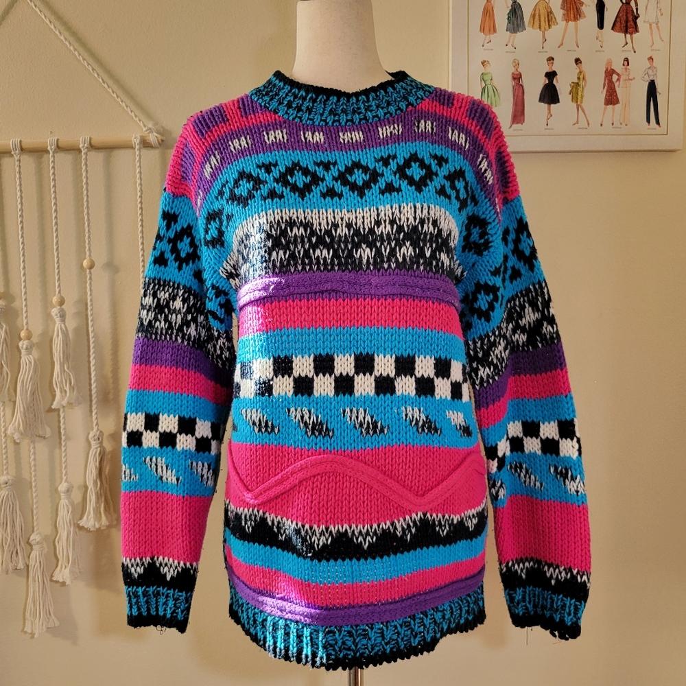 Extra Touch | 80s Vintage Busy Sweater